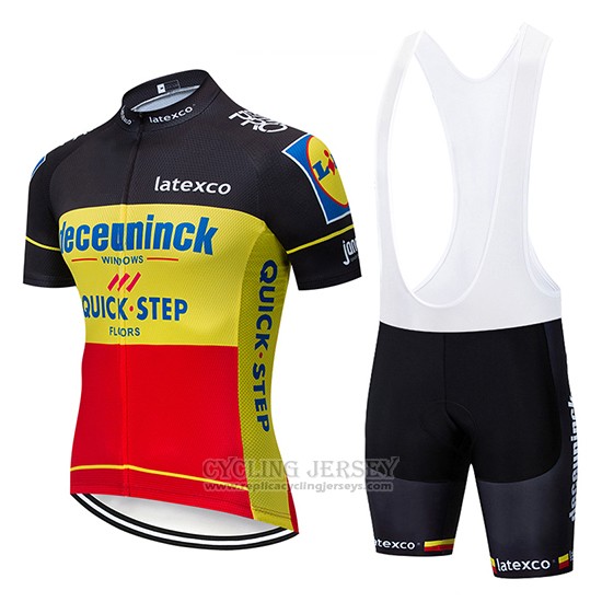 2019 Cycling Jersey Deceuninck Quick Step Black Yellow Red Short Sleeve and Bib Short